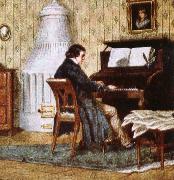 schumann composing at his piano, johannes brahms